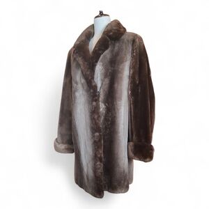 Elegant Natural Sheared Beaver Stroller Fur Coat S/M